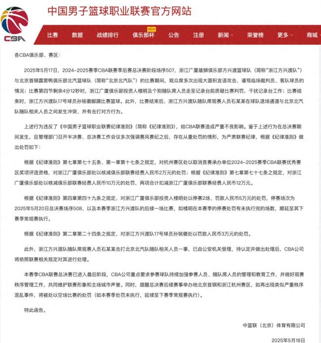 孙铭徽遭到联盟处罚